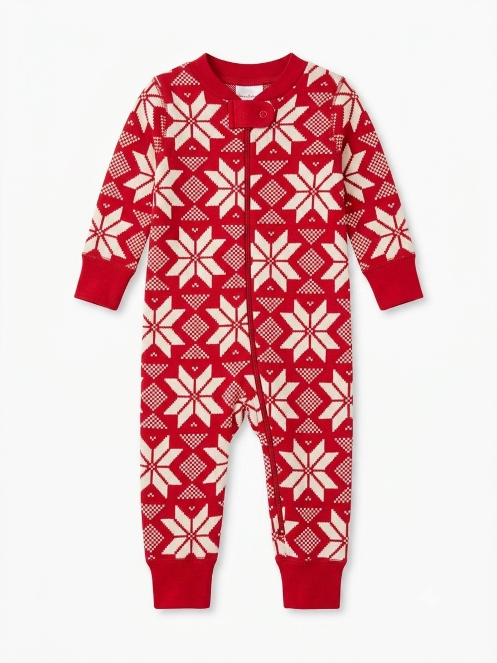 Hanna Andersson Red & White Snowflake Knit One-Piece Footie | 60 3-6Months